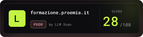 formazione.proemia.it: 28/100 AI readiness badge